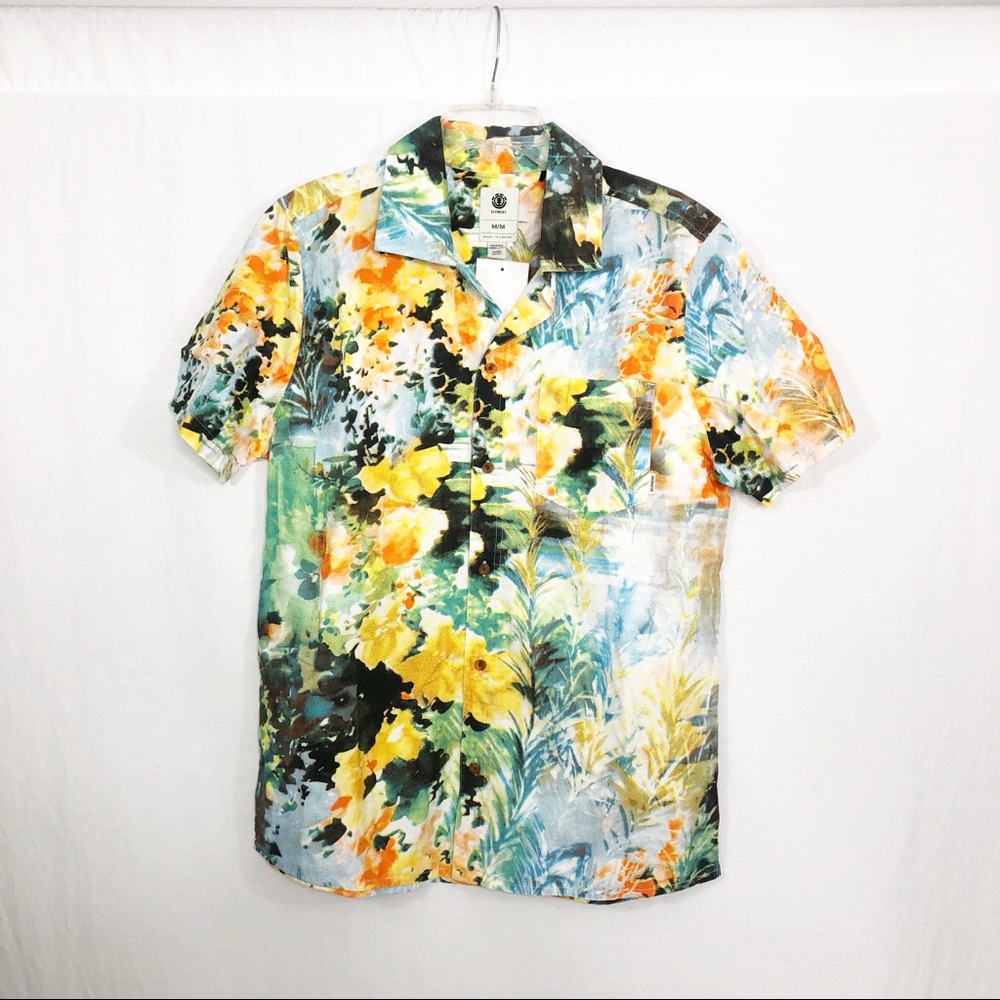 NEW Element Mens Destination Floral Hawaiian Button Front Top, Size Medium